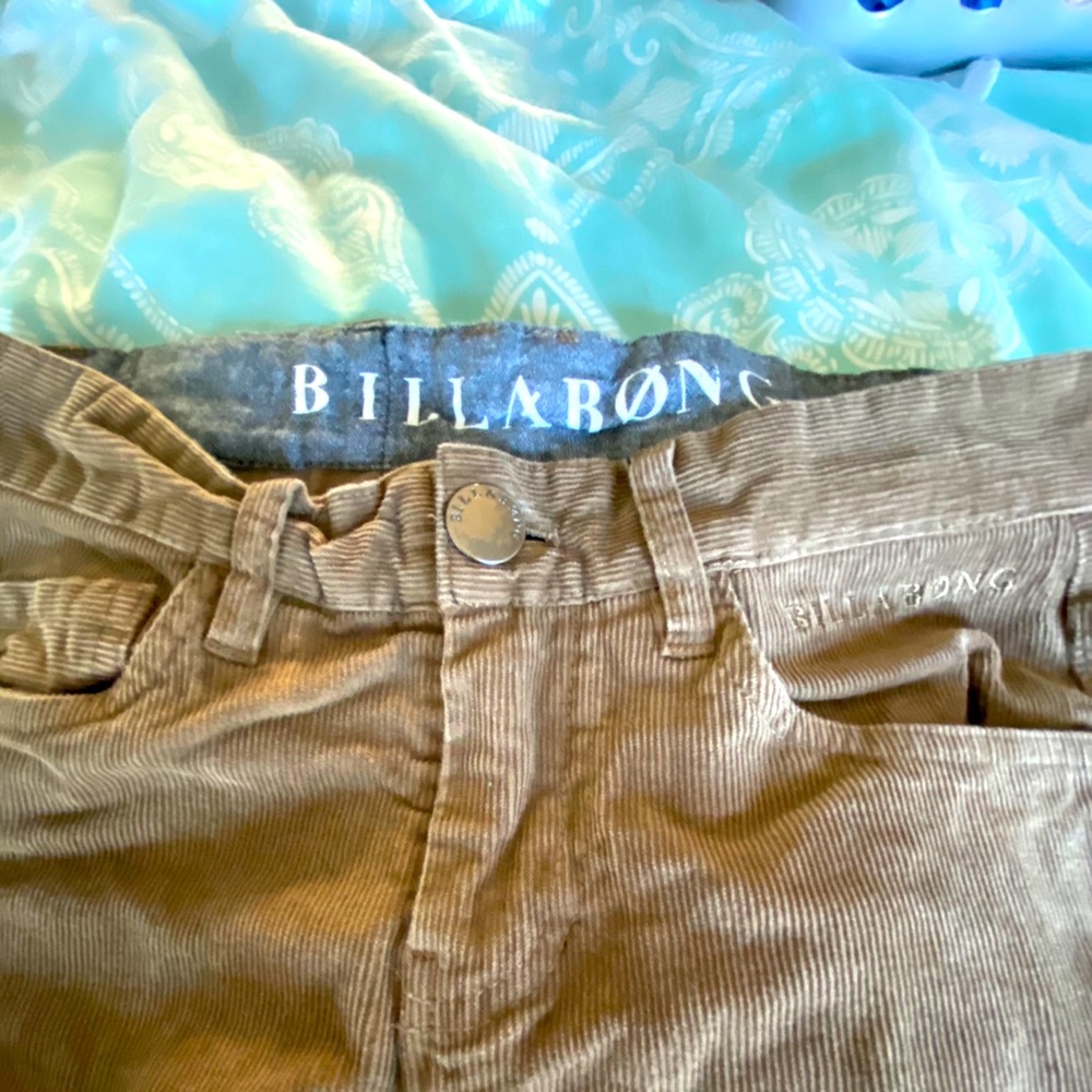 Boys Billabong brown cords size 25
